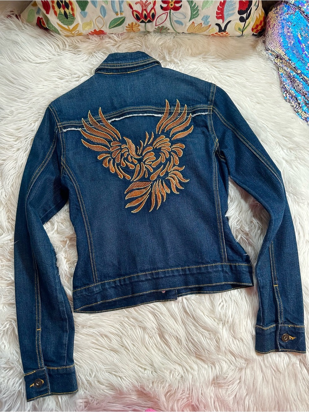 Fiorucci • Y2K Dark Denim Embroidered Jean Jacket